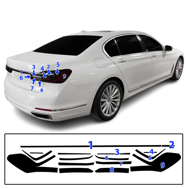 Fits BMW 7 Series 2020-2022 Full Headlight Taillight Precut Smoked PPF Tint Kit Film Overlay  - Bogar Tech Designs