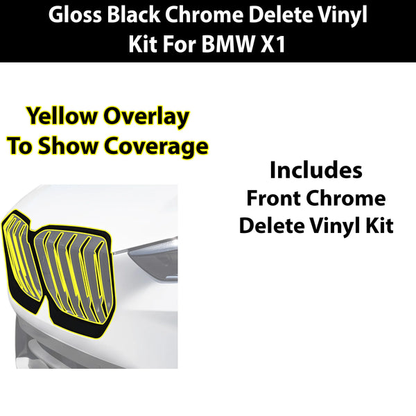 Fits BMW X1 2023-2026 Vinyl Chrome Delete Grille Blackout Decal Stickers Overlay Film - Bogar Tech Designs