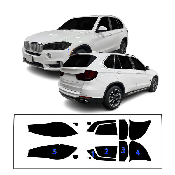 Fits BMW X5 2014-2018 Full Headlight Taillight Precut Smoked PPF Tint Kit Film Overlay  - Bogar Tech Designs