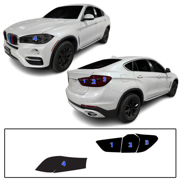 Fits BMW X6 2015-2019 Full Headlight Taillight Precut Smoked PPF Tint Kit Film Overlay  - Bogar Tech Designs