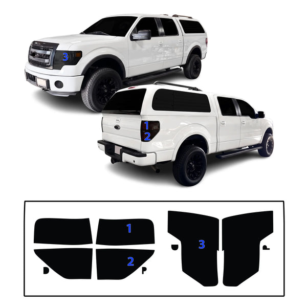 Fits Ford F-150 2009-2014 Full Headlight Taillight Precut Smoked PPF Tint Kit Film Overlay  - Bogar Tech Designs