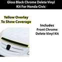 Fits Honda Civic 2001-2005 Vinyl Chrome Delete Grille Blackout Decal Stickers Overlay Film - Bogar Tech Designs