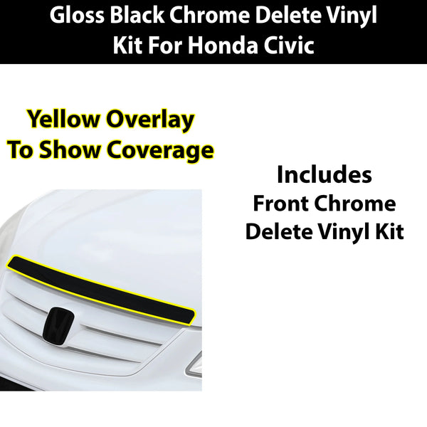 Fits Honda Civic 2001-2005 Vinyl Chrome Delete Grille Blackout Decal Stickers Overlay Film - Bogar Tech Designs
