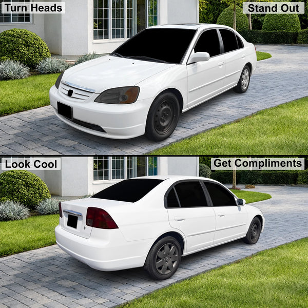 Fits Honda Civic 2001-2005 Full Headlight Taillight Precut Smoked PPF Tint Kit Film Overlay  - Bogar Tech Designs