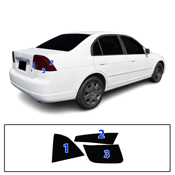 Fits Honda Civic 2001-2005 Full Headlight Taillight Precut Smoked PPF Tint Kit Film Overlay  - Bogar Tech Designs