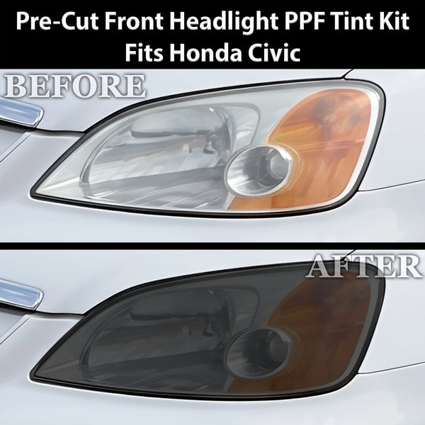 Fits Honda Civic 2001-2005 Full Headlight Taillight Precut Smoked PPF Tint Kit Film Overlay  - Bogar Tech Designs