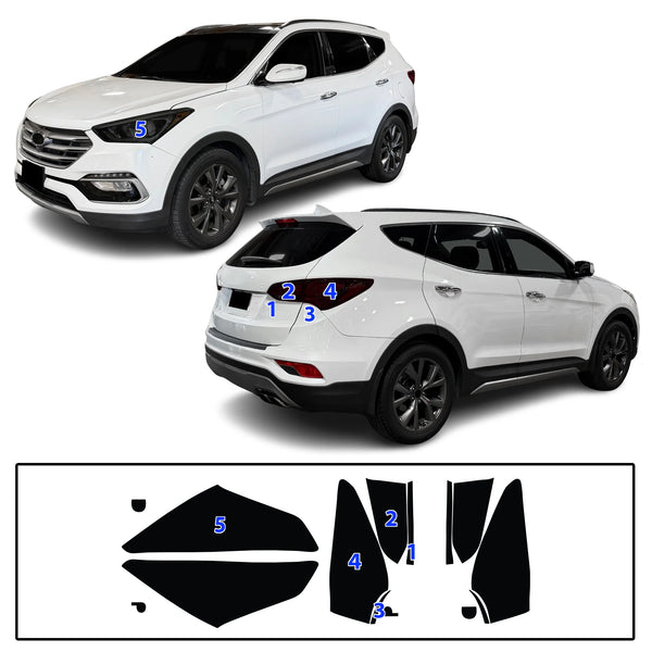 Fits Hyundai Santa Fe Sport 2014-2018 Full Headlight Taillight Precut Smoked PPF Tint Kit Film Overlay  - Bogar Tech Designs