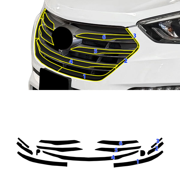 Fits Hyundai Santa Fe Sport 2017-2018 Vinyl Chrome Delete Grille Blackout Decal Stickers Overlay Film - Bogar Tech Designs