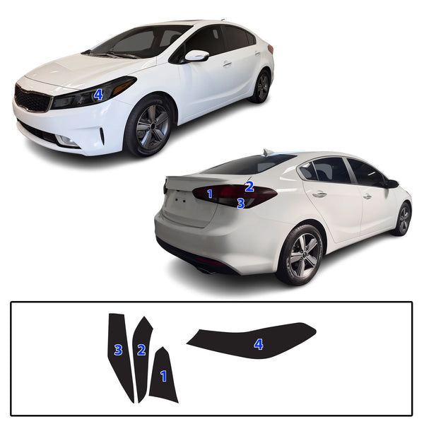 Fits Kia Forte 2017-2018 Full Headlight Taillight Precut Smoked PPF Tint Kit Film Overlay  - Bogar Tech Designs