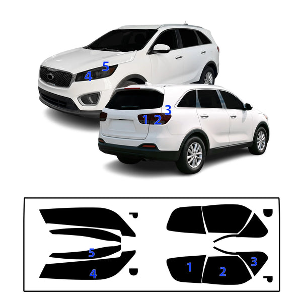 Fits Kia Sorento 2016-2020 Full Headlight Taillight Precut Smoked PPF Tint Kit Film Overlay  - Bogar Tech Designs
