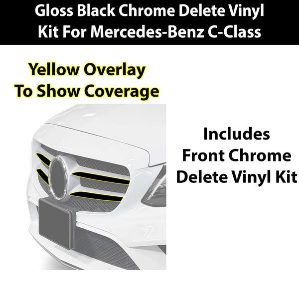 Fits Mercedes-Benz C-Class 2019-2021 Vinyl Chrome Delete Grille Blackout Decal Stickers Overlay Film - Bogar Tech Designs