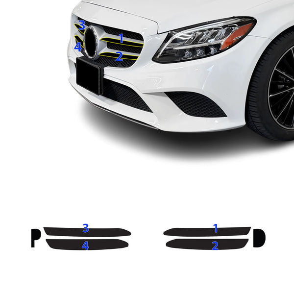 Fits Mercedes-Benz C-Class 2019-2021 Vinyl Chrome Delete Grille Blackout Decal Stickers Overlay Film - Bogar Tech Designs