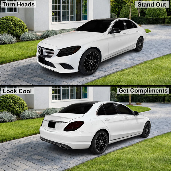 Fits Mercedes-Benz C-Class 2019-2021 Full Headlight Taillight Precut Smoked PPF Tint Kit Film Overlay  - Bogar Tech Designs
