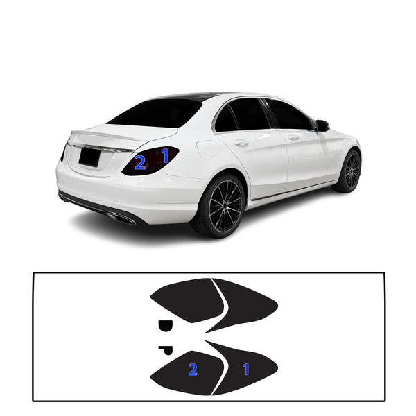 Fits Mercedes-Benz C-Class 2019-2021 Full Headlight Taillight Precut Smoked PPF Tint Kit Film Overlay  - Bogar Tech Designs