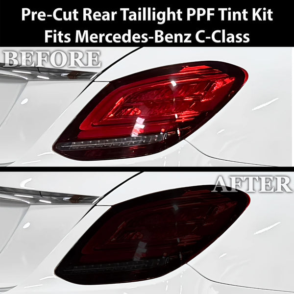 Fits Mercedes-Benz C-Class 2019-2021 Full Headlight Taillight Precut Smoked PPF Tint Kit Film Overlay  - Bogar Tech Designs