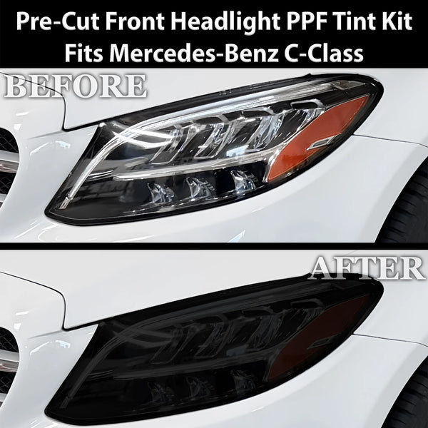 Fits Mercedes-Benz C-Class 2019-2021 Full Headlight Taillight Precut Smoked PPF Tint Kit Film Overlay  - Bogar Tech Designs