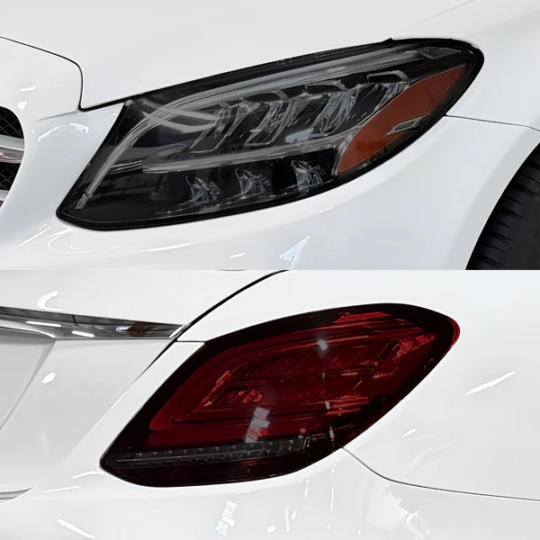 Fits Mercedes-Benz C-Class 2019-2021 Full Headlight Taillight Precut Smoked PPF Tint Kit Film Overlay  - Bogar Tech Designs