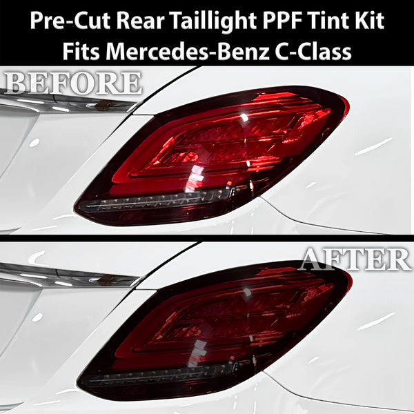 Fits Mercedes-Benz C-Class 2019-2021 Full Headlight Taillight Precut Smoked PPF Tint Kit Film Overlay  - Bogar Tech Designs