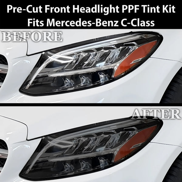 Fits Mercedes-Benz C-Class 2019-2021 Full Headlight Taillight Precut Smoked PPF Tint Kit Film Overlay  - Bogar Tech Designs