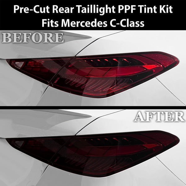 Fits Mercedes-Benz C-Class 2022-2026 Full Headlight Taillight Precut Smoked PPF Tint Kit Film Overlay  - Bogar Tech Designs