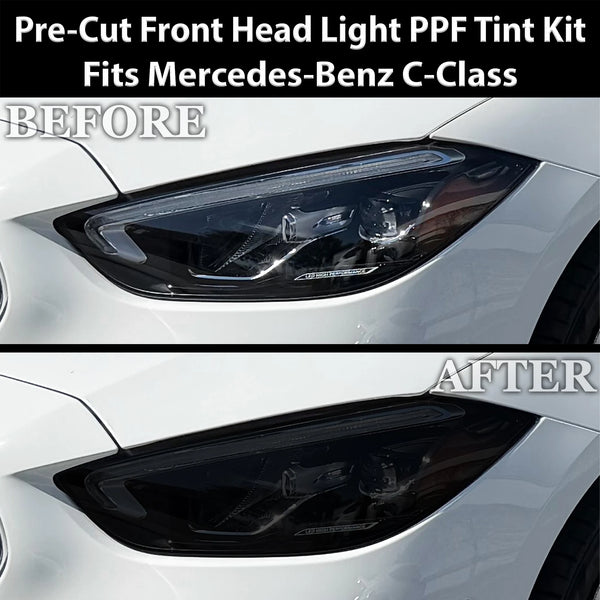 Fits Mercedes-Benz C-Class 2022-2026 Full Headlight Taillight Precut Smoked PPF Tint Kit Film Overlay  - Bogar Tech Designs