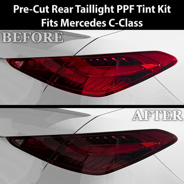 Fits Mercedes-Benz C-Class 2022-2026 Full Headlight Taillight Precut Smoked PPF Tint Kit Film Overlay  - Bogar Tech Designs