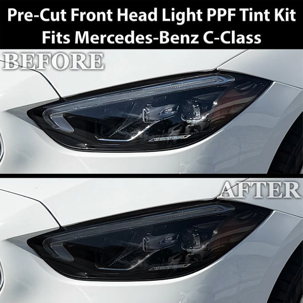 Fits Mercedes-Benz C-Class 2022-2026 Full Headlight Taillight Precut Smoked PPF Tint Kit Film Overlay  - Bogar Tech Designs