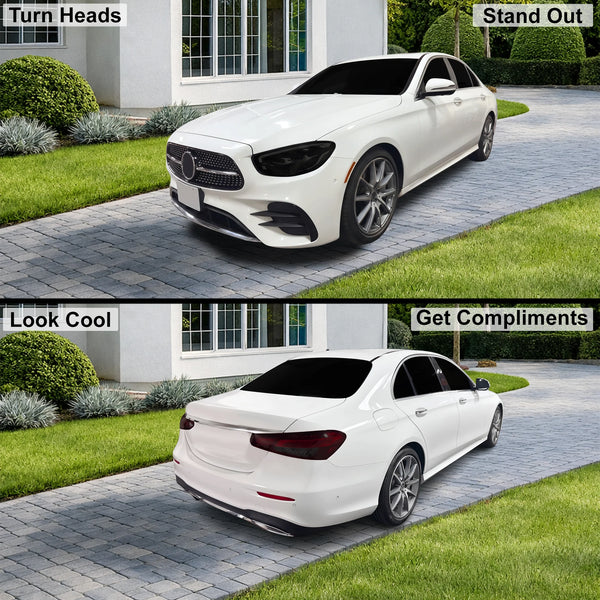 Fits Mercedes-Benz E-Class 2021-2023 Full Headlight Taillight Precut Smoked PPF Tint Kit Film Overlay  - Bogar Tech Designs
