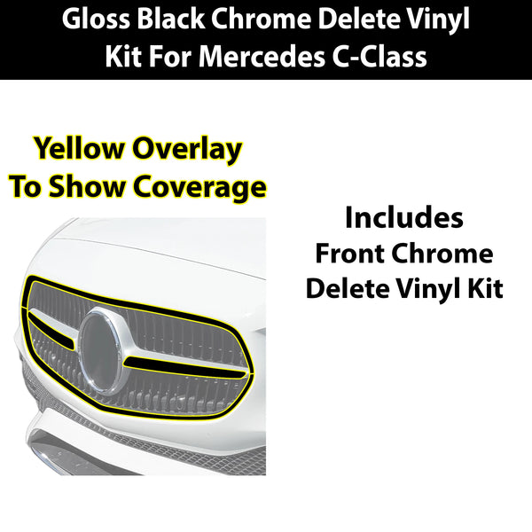 Fits Mercedes C-Class 2022-2026 Vinyl Chrome Delete Grille Blackout Decal Stickers Overlay Film - Bogar Tech Designs