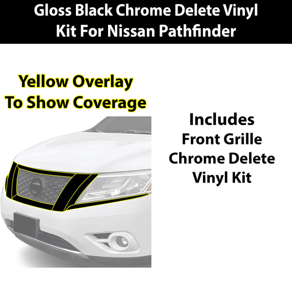 Fits Nissan Pathfinder 2013-2016 Vinyl Chrome Delete Grille Blackout Decal Stickers Overlay Film - Bogar Tech Designs