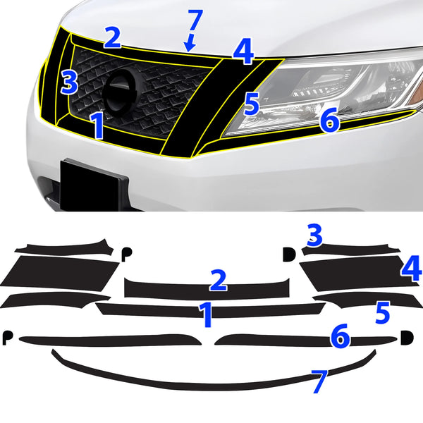 Fits Nissan Pathfinder 2013-2016 Vinyl Chrome Delete Grille Blackout Decal Stickers Overlay Film - Bogar Tech Designs