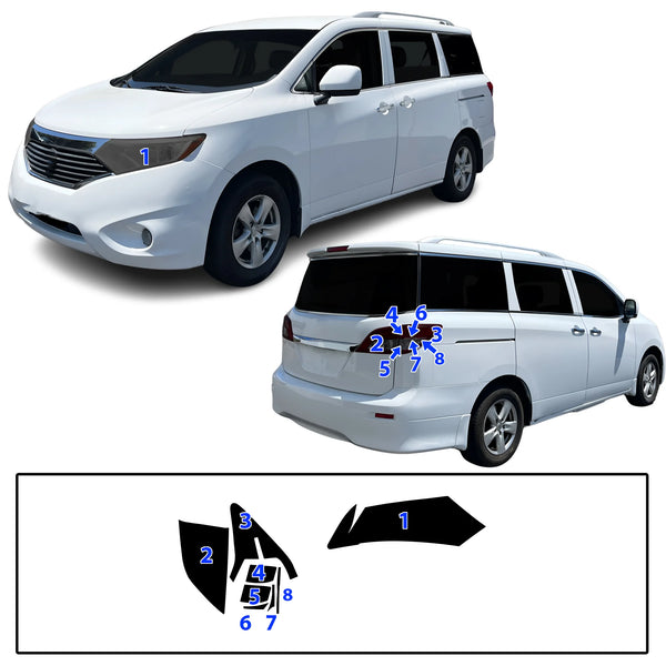 Fits Nissan Quest 2011-2017 Full Headlight Taillight Precut Smoked PPF Tint Kit Film Overlay  - Bogar Tech Designs