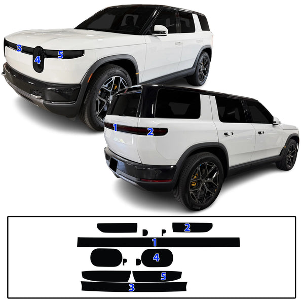 Fits Rivian R2 2027-2028 Full Headlight Taillight Precut Smoked PPF Tint Kit Film Overlay  - Bogar Tech Designs
