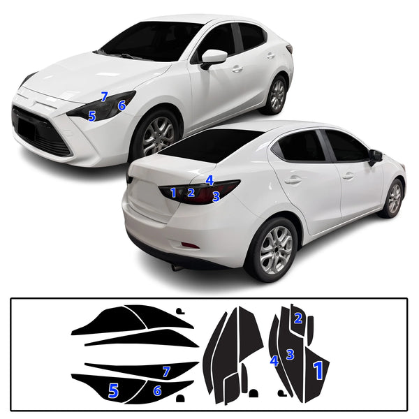 Fits Scion iA 2016 Full Headlight Taillight Precut Smoked PPF Tint Kit Film Overlay  - Bogar Tech Designs