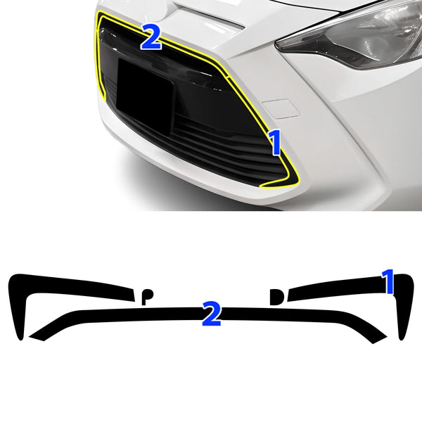 Fits Scion iA 2016-2016 Vinyl Chrome Delete Grille Blackout Decal Stickers Overlay Film - Bogar Tech Designs