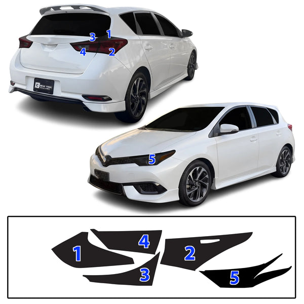 Fits Scion iM & Toyota Corolla iM 2016-2018 Full Headlight Taillight Precut Smoked PPF Tint Kit Film Overlay  - Bogar Tech Designs