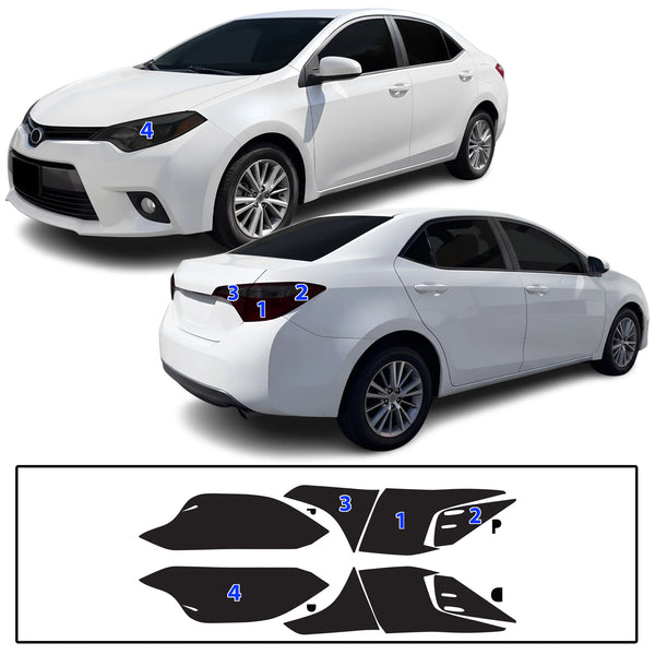 Fits Toyota Corolla 2014-2019 Full Headlight Taillight Precut Smoked PPF Tint Kit Film Overlay  - Bogar Tech Designs