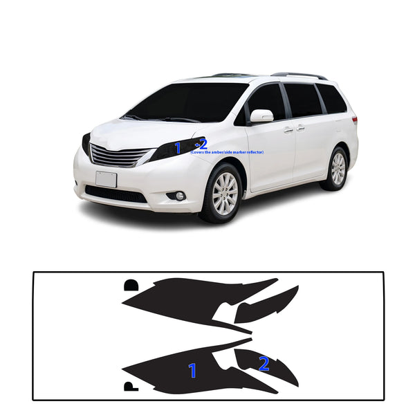 Fits Toyota Sienna 2011-2020 Full Headlight Taillight Precut Smoked PPF Tint Kit Film Overlay  - Bogar Tech Designs