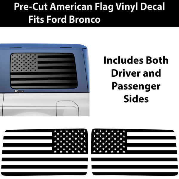 American Flag Window Vinyl Decal Stickers Fits Ford Bronco 4 Door 2021 - 2025Blue Red Pink Green Line - Bogar Tech Designs