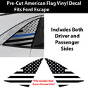 American Flag Quarter Window Decal for Ford Escape 2020–2026 – Precut Matte Black Vinyl