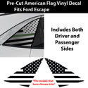 American Flag Quarter Window Decal for Ford Escape 2020–2026 – Precut Matte Black Vinyl