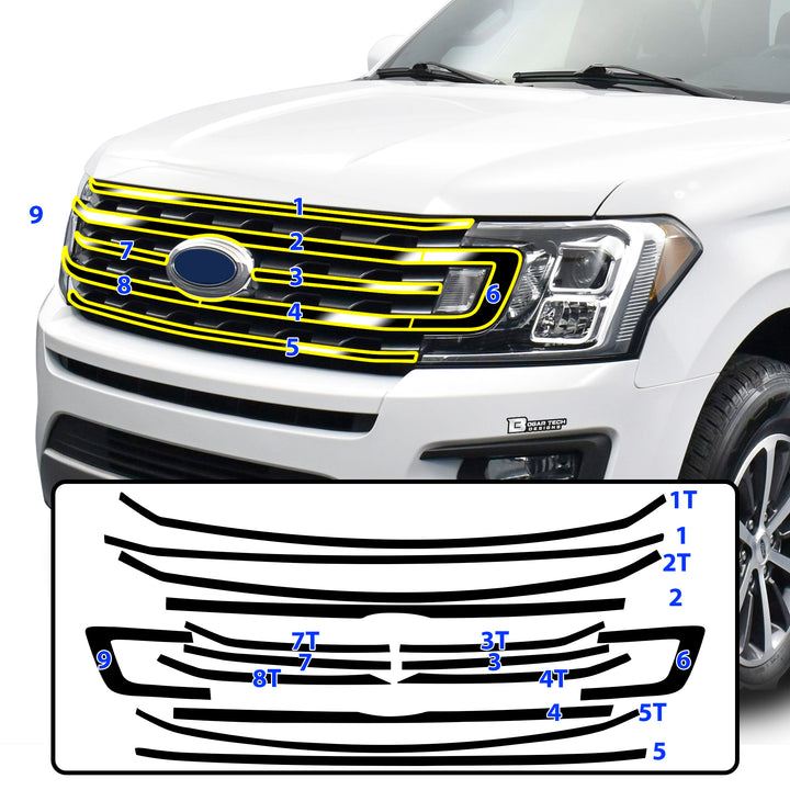 Fits Ford Expedition MAX 2018 - 2024 Vinyl Chrome Delete Sides Front Rear Bumper Trim Blackout Decal Stickers Overlay Film - Bogar Tech Designs