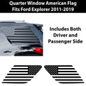 Precut American Flag Rear Side Quarter Window Decal Stickers Fits Ford Explorer 2011 - 2019 - Bogar Tech Designs