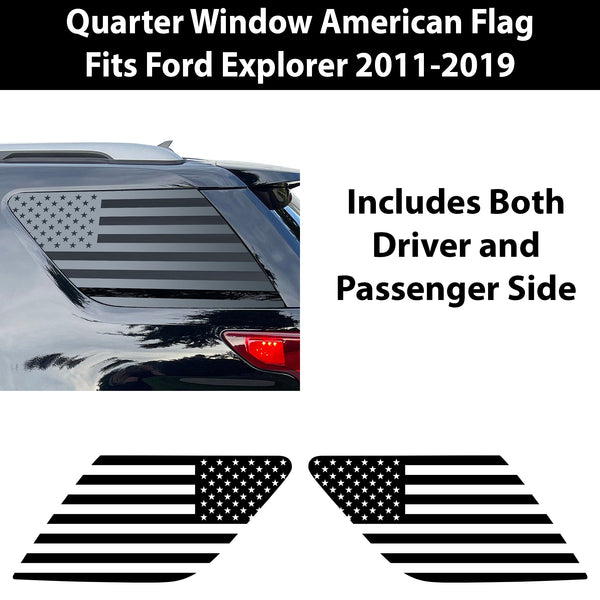 Precut American Flag Rear Side Quarter Window Decal Stickers Fits Ford Explorer 2011 - 2019 - Bogar Tech Designs
