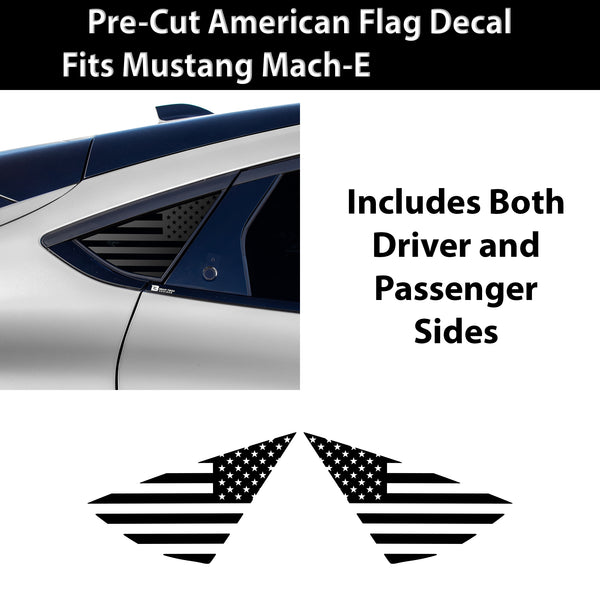 American Flag Window Vinyl Decal Stickers Fits Ford Mustang Mach - E 2021 - 2025Blue Pink Red Green Line - Bogar Tech Designs