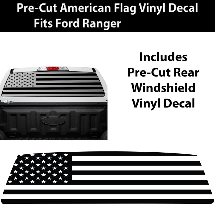 American Flag Rear Window Windshield Vinyl Decal Stickers Fits Ford Ranger 2019 - 2025 - Bogar Tech Designs
