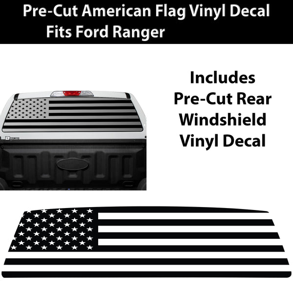 American Flag Rear Window Windshield Vinyl Decal Stickers Fits Ford Ranger 2019 - 2025 - Bogar Tech Designs