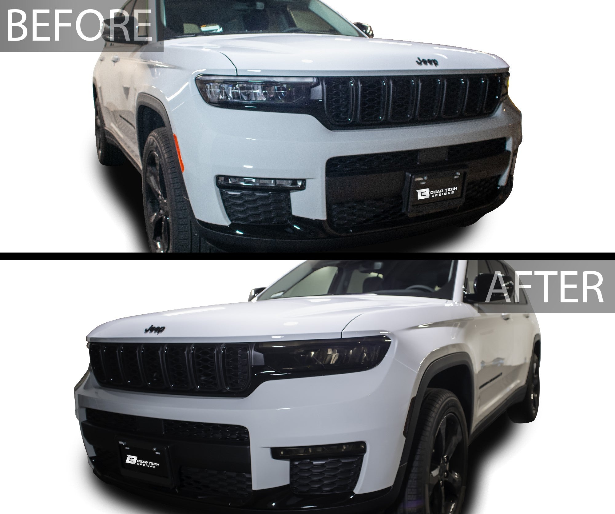 Headlight Taillight Precut Smoked PPF Tint Kit Film Overlay Fits Jeep Grand Cherokee L 2021 - 2025 - Bogar Tech Designs