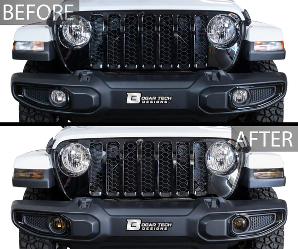 Amber Delete Taillight Precut Smoked PPF Tint Kit Film Overlay Fits Jeep Gladiator 2020 2021 2022 2023 2024 - Bogar Tech Designs
