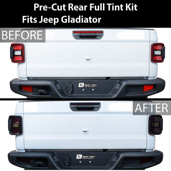 Amber Delete Taillight Precut Smoked PPF Tint Kit Film Overlay Fits Jeep Gladiator 2020 2021 2022 2023 2024 - Bogar Tech Designs